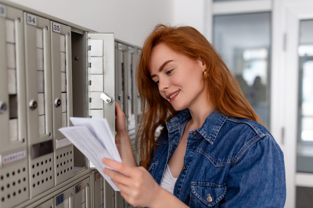 Woman holding new letter from postal delivery